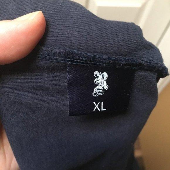 ROCHAS Paris Navy Blue V-neck Embroidered Pocket Short Sleeve Shirt - Picture 7 of 8